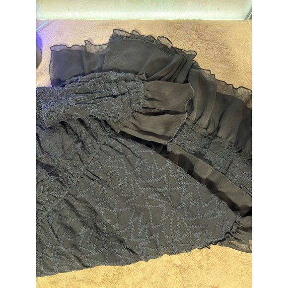 Free People Black Ruffled Off-Shoulder Smocked Dress L Adjustable Straps - Picture 9 of 9